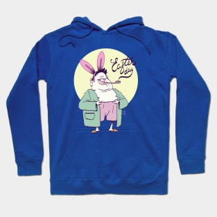 happy easter day. Funny sleepy man with rabbit ears Hoodie